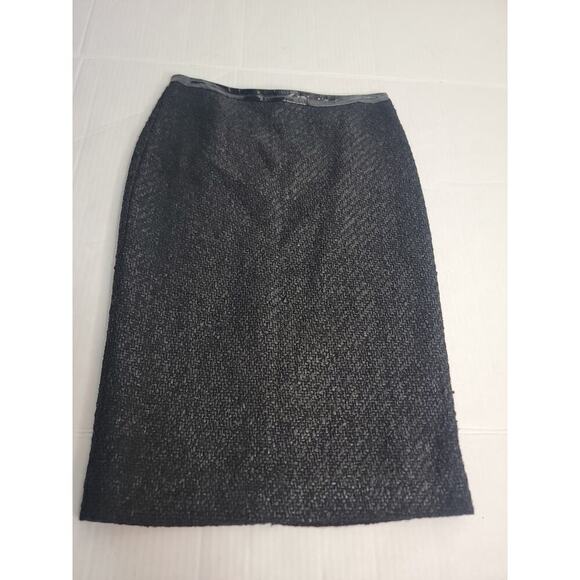 KaufmanFranco Tweed Pencil Skirt Womens Size 42 US 6 Wool Blend Black Office - Picture 1 of 12